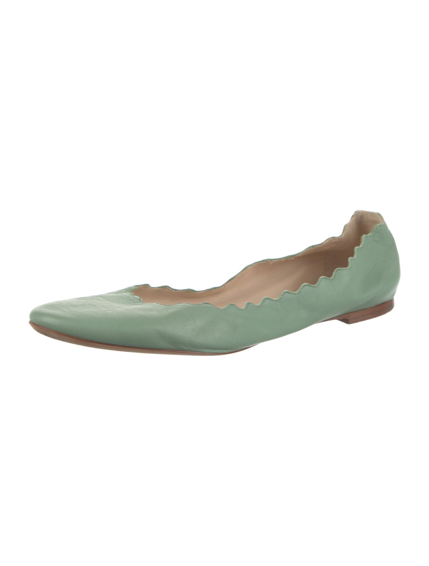 Chloé Leather Scalloped Accent Flats