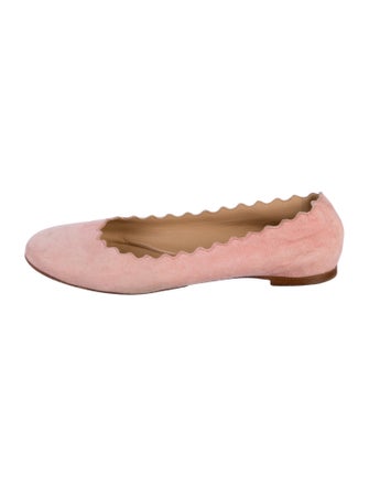 Chloé Suede Scalloped Accent Ballet Flats
