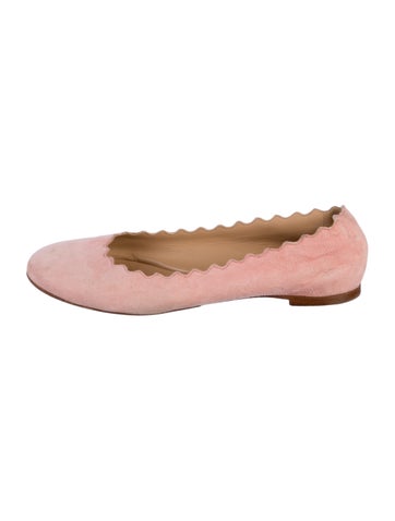 Chloé Flats Suede Scalloped Accent Ballet Us7, It37 | 7