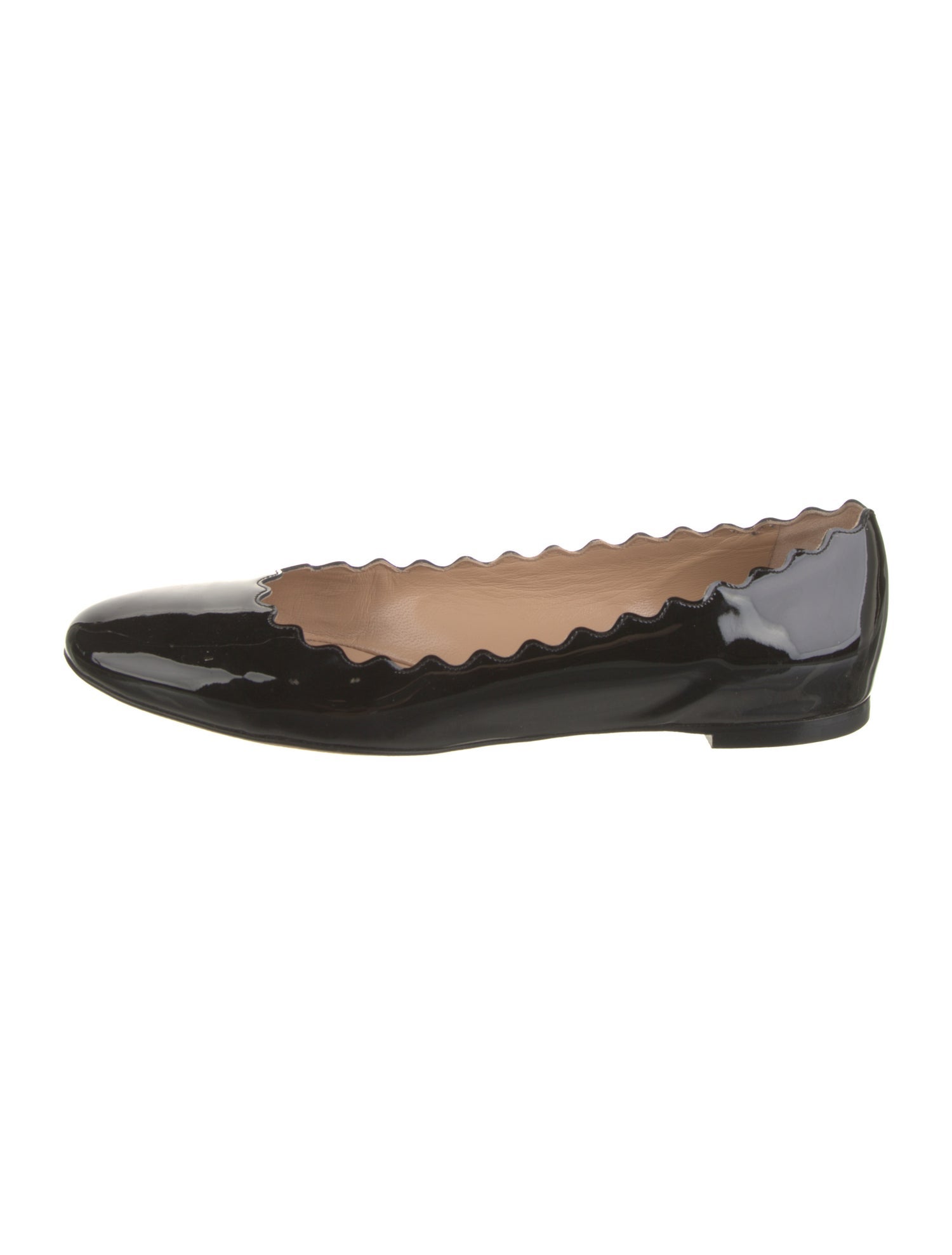 Chloé Patent Leather Scalloped Accent Ballet Flats