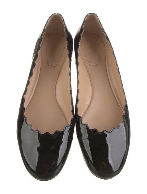 Chloé Patent Leather Scalloped Accent Ballet Flats