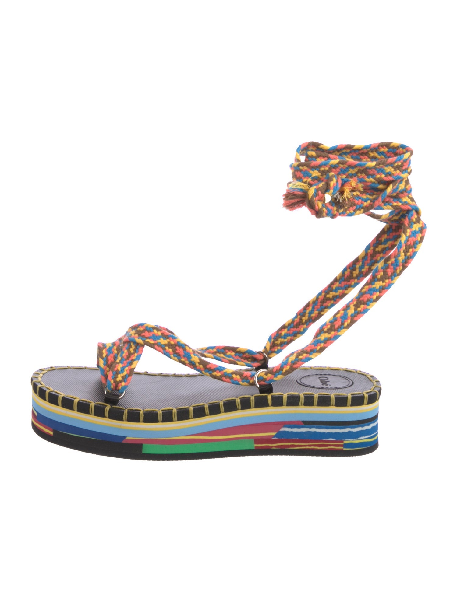 Chloé Colorblock Pattern Braided Accents Espadrilles