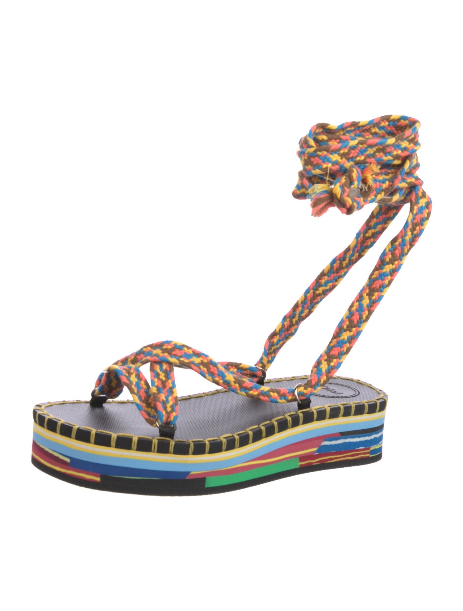 Chloé Colorblock Pattern Braided Accents Espadrilles