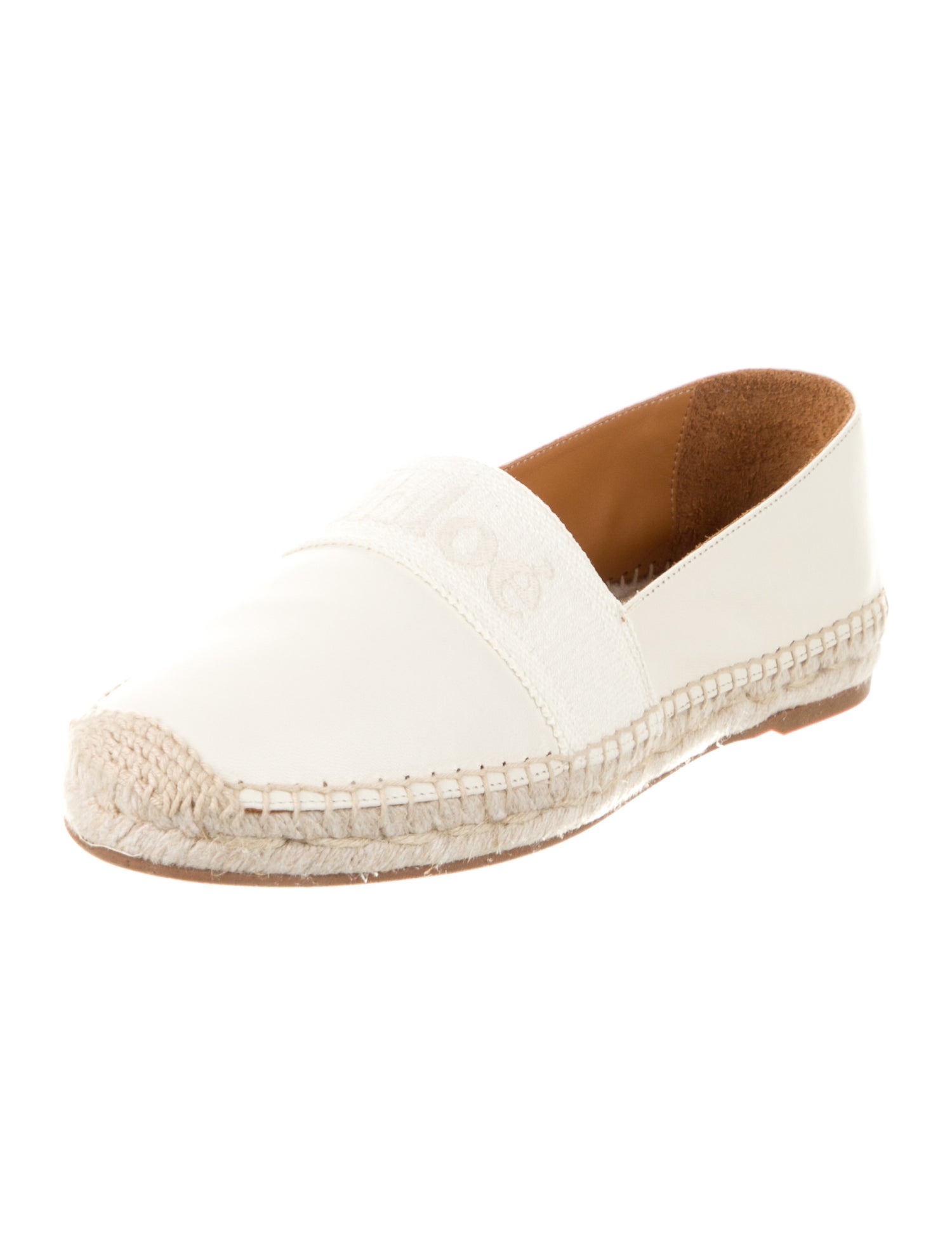 Chloé Leather Crochet Trim Espadrilles