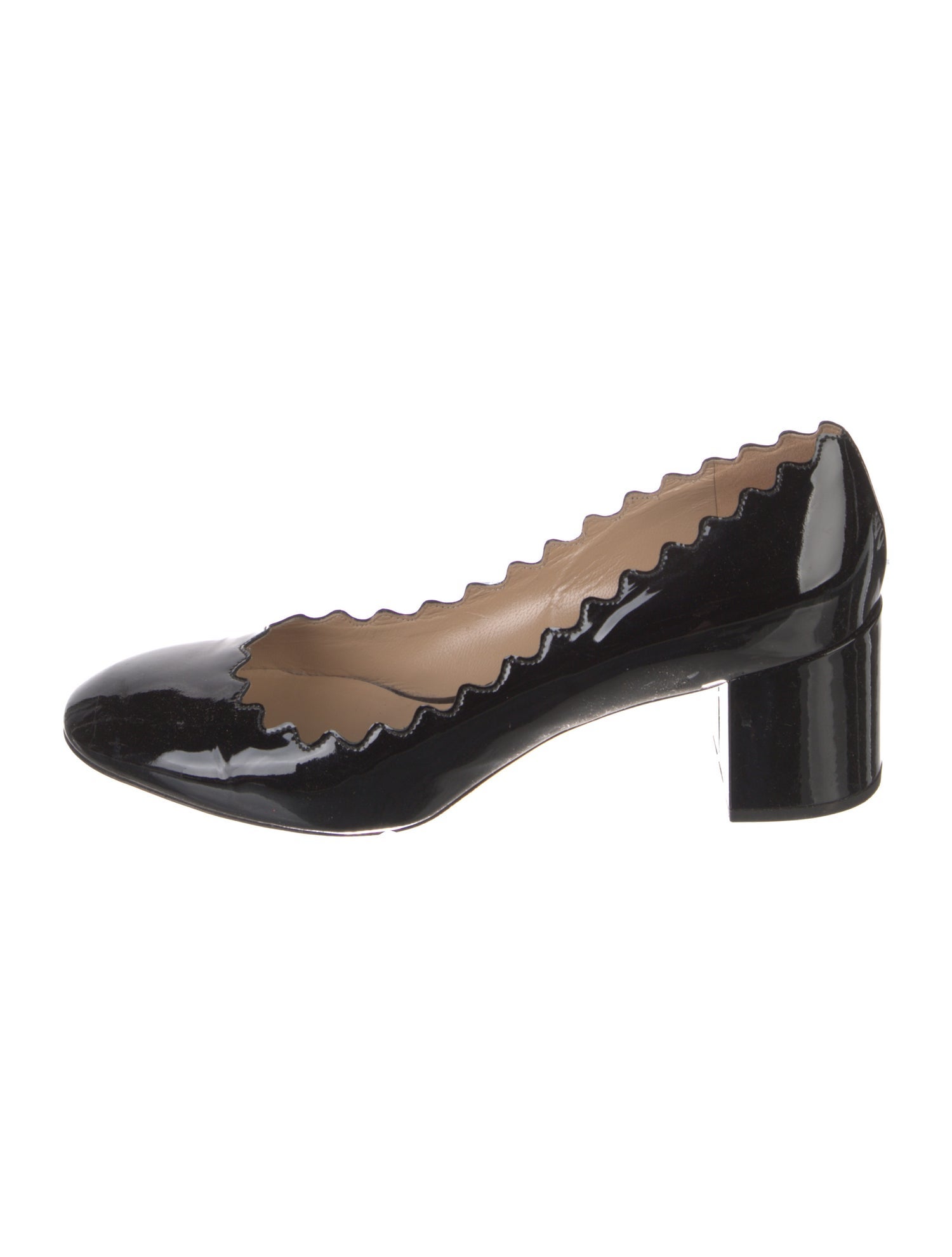 Chloé Patent Leather Scalloped Accent Pumps