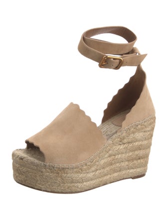 Chloé Suede Scalloped Accent Espadrilles