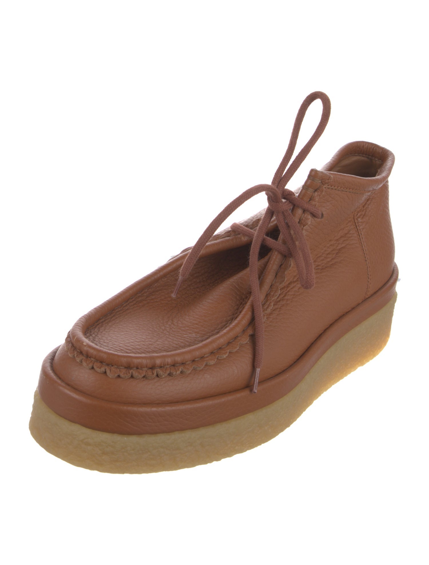 Chloé Leather Colorblock Pattern Lace-Up Boots