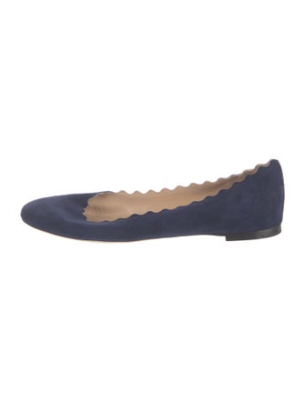 Chloé Suede Scalloped Accent Flats