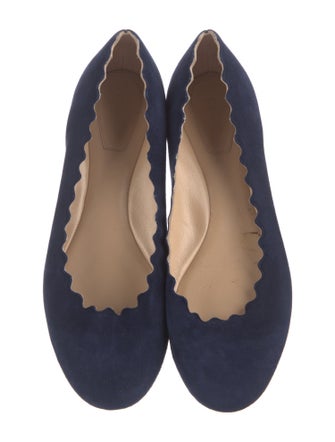 Chloé Suede Scalloped Accent Flats