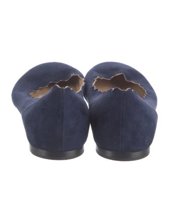 Chloé Suede Scalloped Accent Flats