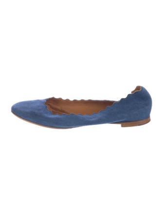 Chloé Suede Scalloped Accent Ballet Flats