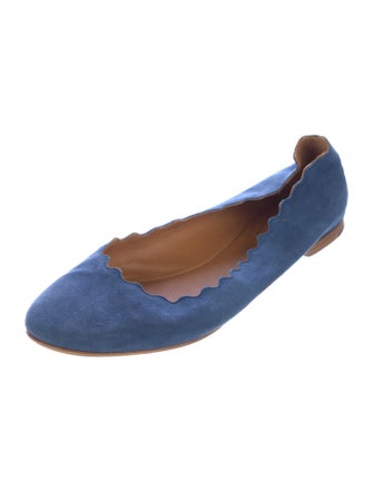 Chloé Suede Scalloped Accent Ballet Flats