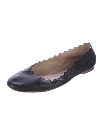 Chloé Leather Scalloped Accent Ballet Flats