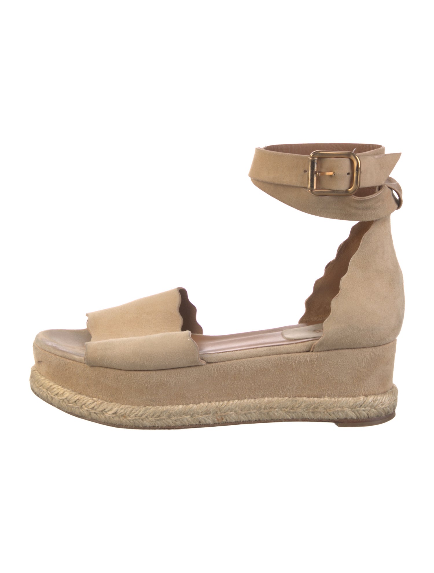 Chloé Suede Scalloped Accent Espadrilles