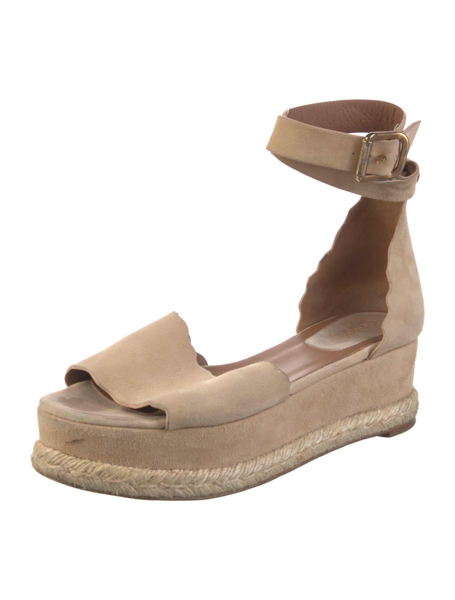 Chloé Suede Scalloped Accent Espadrilles