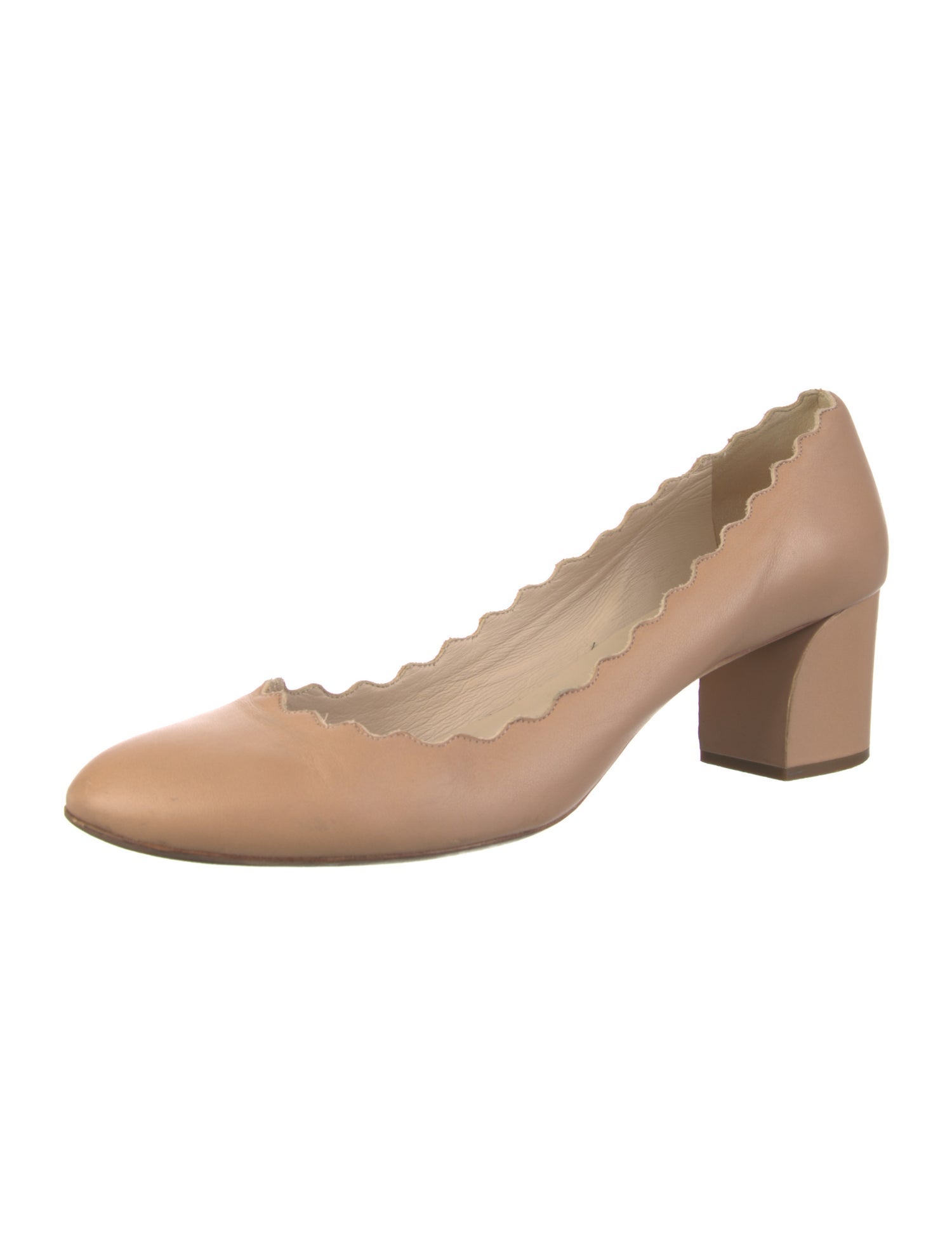 Chloé Leather Scalloped Accent Pumps