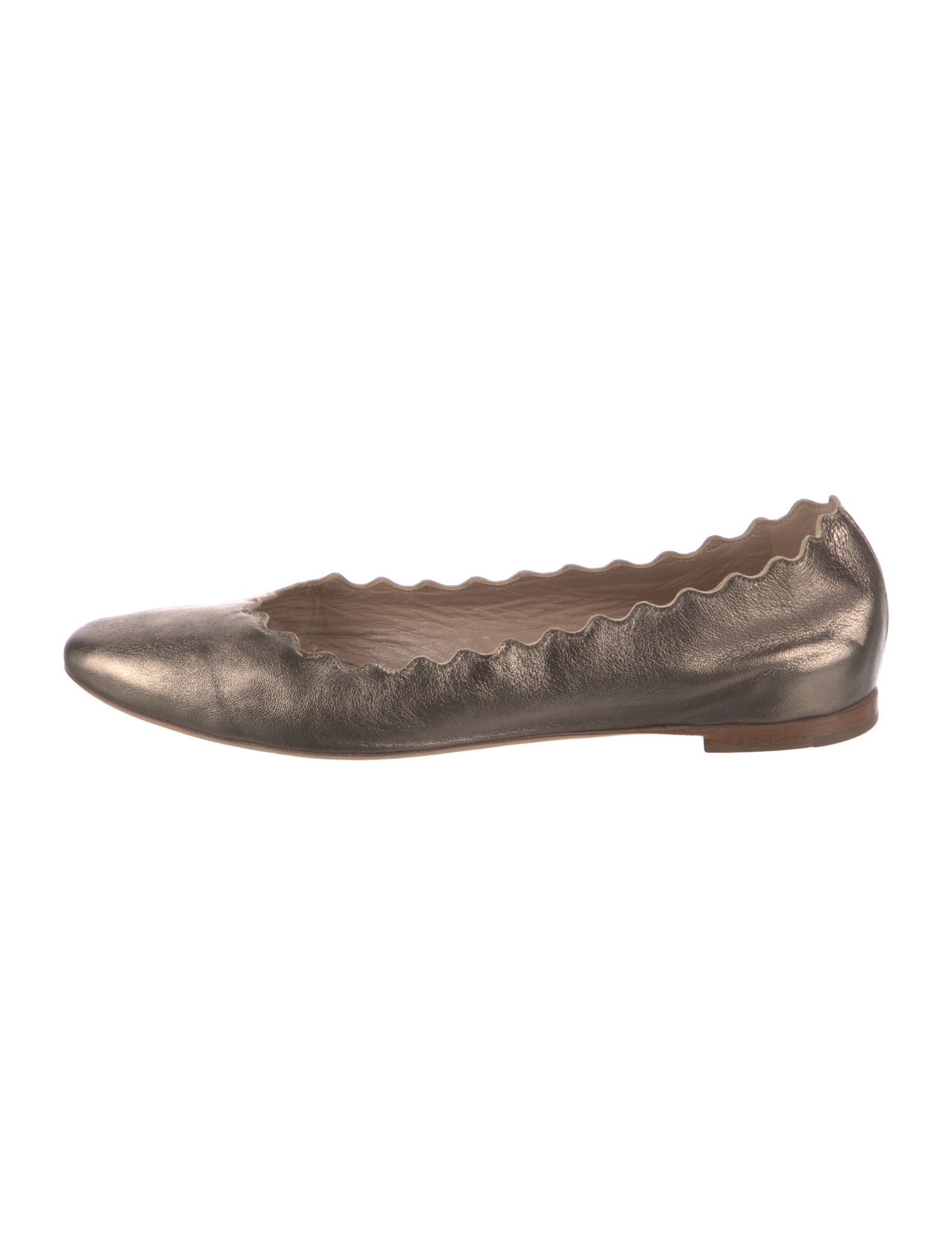 Chloé Leather Scalloped Accent Ballet Flats
