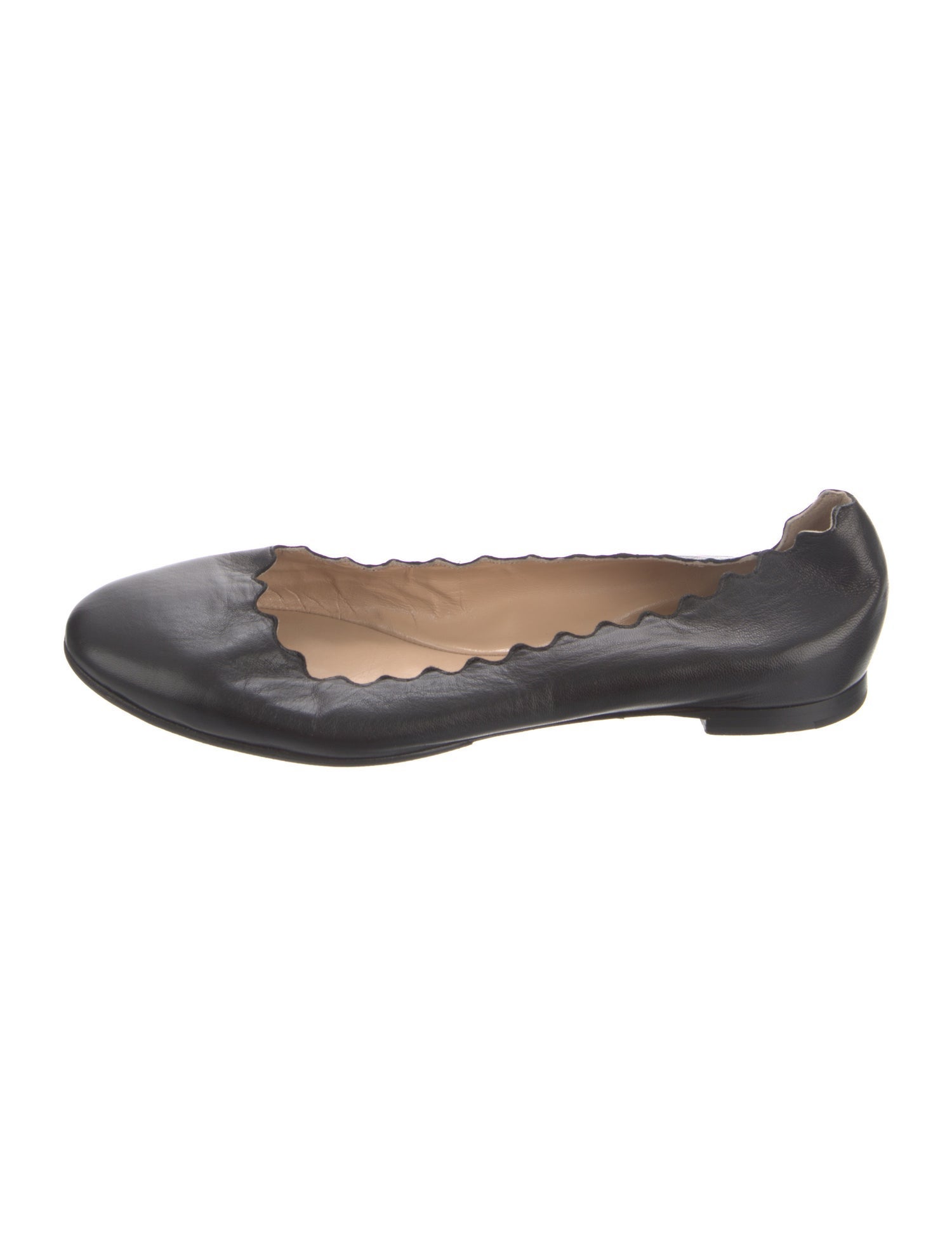 Chloé Leather Scalloped Accent Ballet Flats