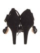 Chloé Suede Fringe Trim Accent T-Strap Sandals