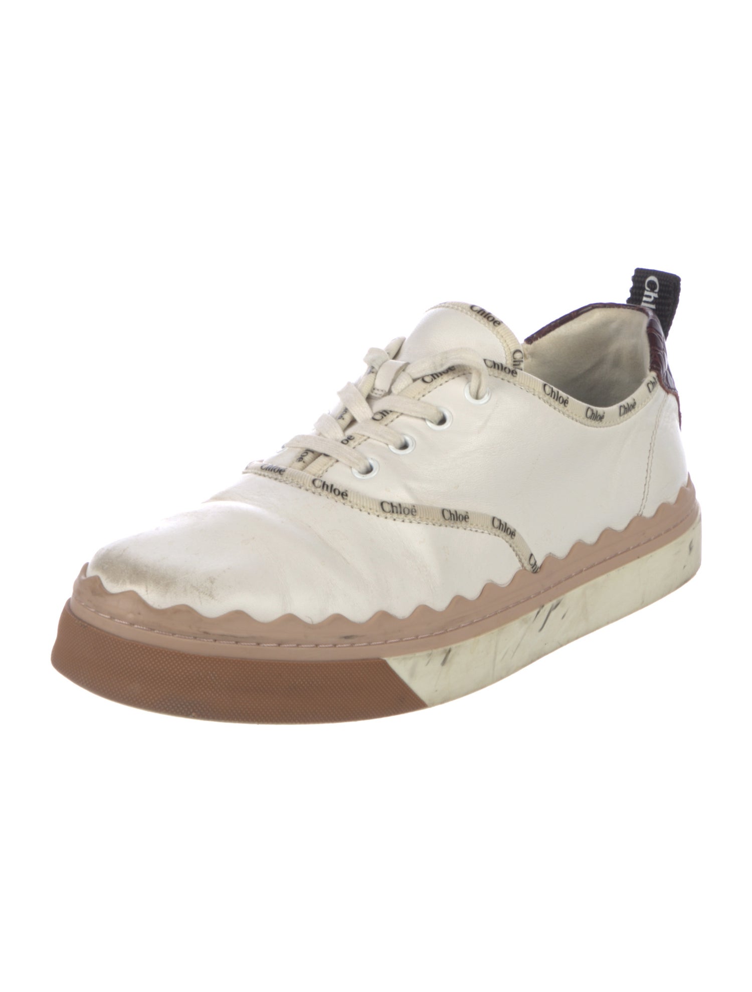 Chloé Leather Grosgrain Trim Sneakers