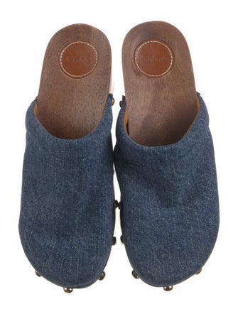 Chloé Denim Studded Accents Mules