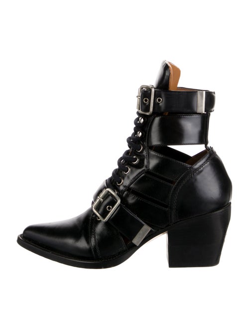 Chloé Leather Cutout Accent Lace-Up Boots