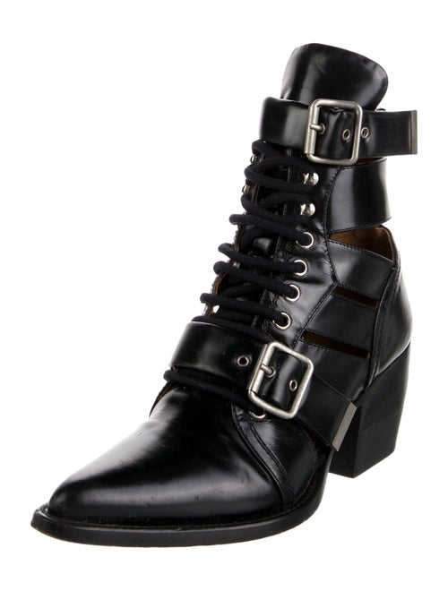 Chloé Leather Cutout Accent Lace-Up Boots