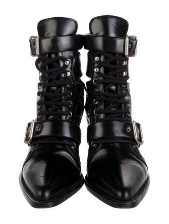 Chloé Leather Cutout Accent Lace-Up Boots