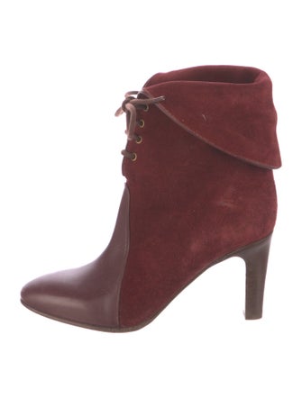 Chloé Suede Leather Trim Embellishment Lace-Up Boots