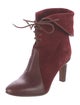 Chloé Suede Leather Trim Embellishment Lace-Up Boots
