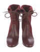 Chloé Suede Leather Trim Embellishment Lace-Up Boots