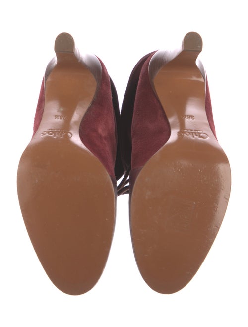 Chloé Suede Leather Trim Embellishment Lace-Up Boots