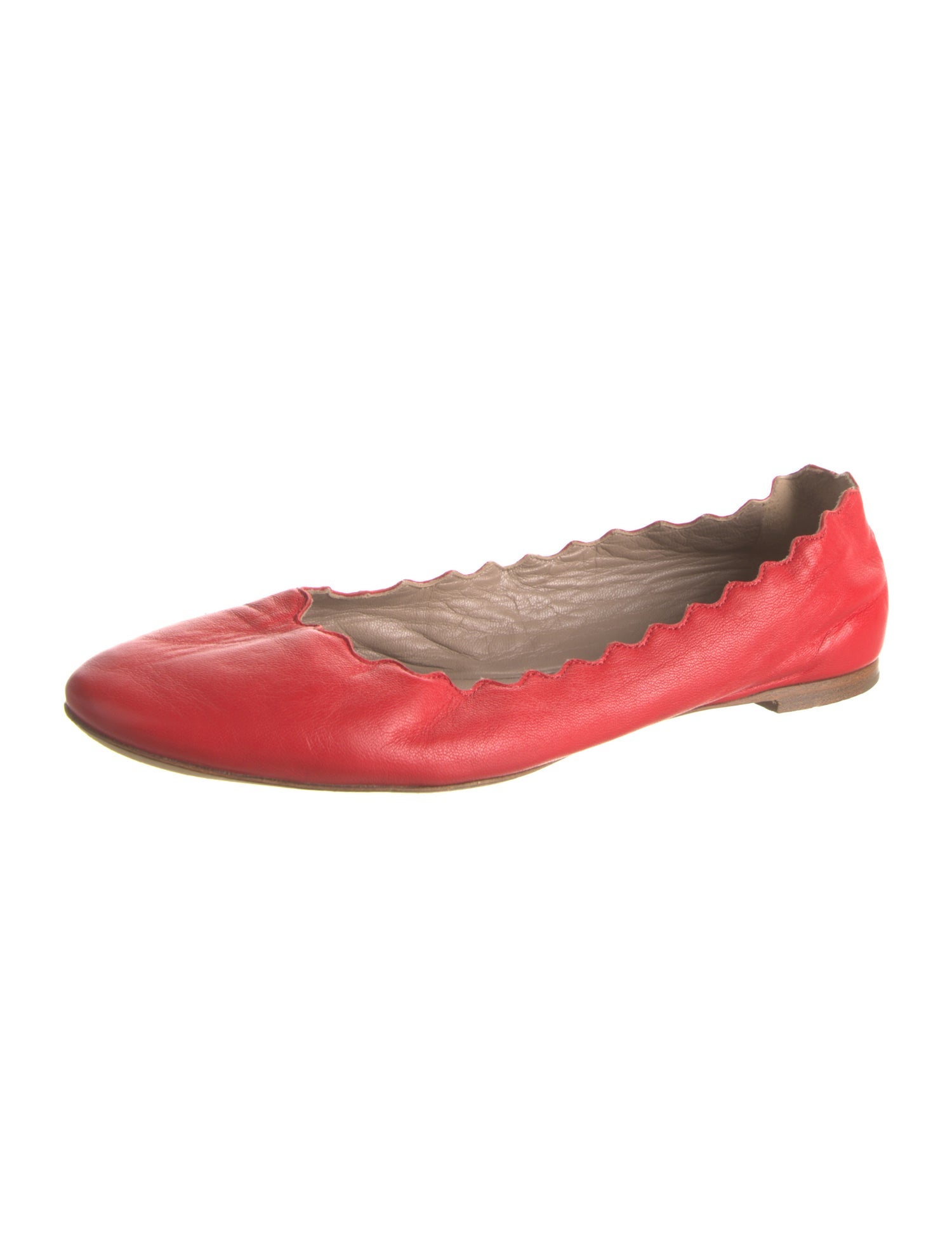 Chloé Leather Scalloped Accent Ballet Flats