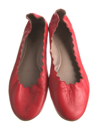 Chloé Leather Scalloped Accent Ballet Flats
