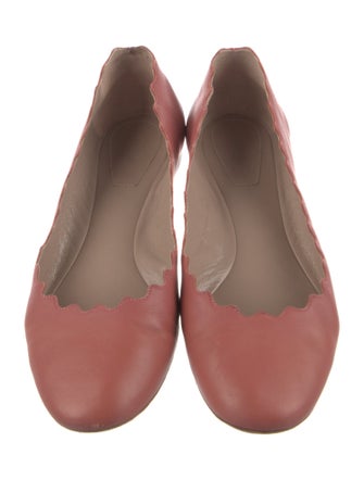 Chloé Leather Scalloped Accent Ballet Flats