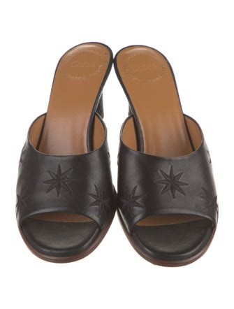 Chloé Leather Embroidered Accent Slides