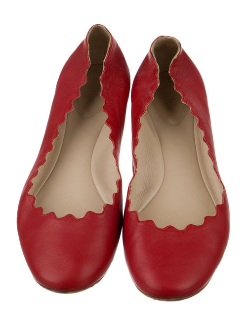 Chloé Leather Scalloped Accent Ballet Flats