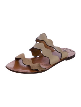 Chloé Leather Scalloped Accent Slides