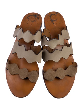 Chloé Leather Scalloped Accent Slides