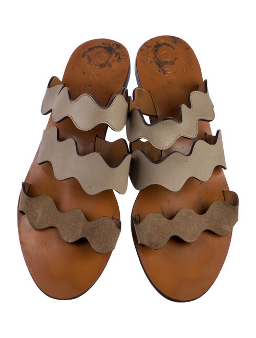 Chloé Leather Scalloped Accent Slides