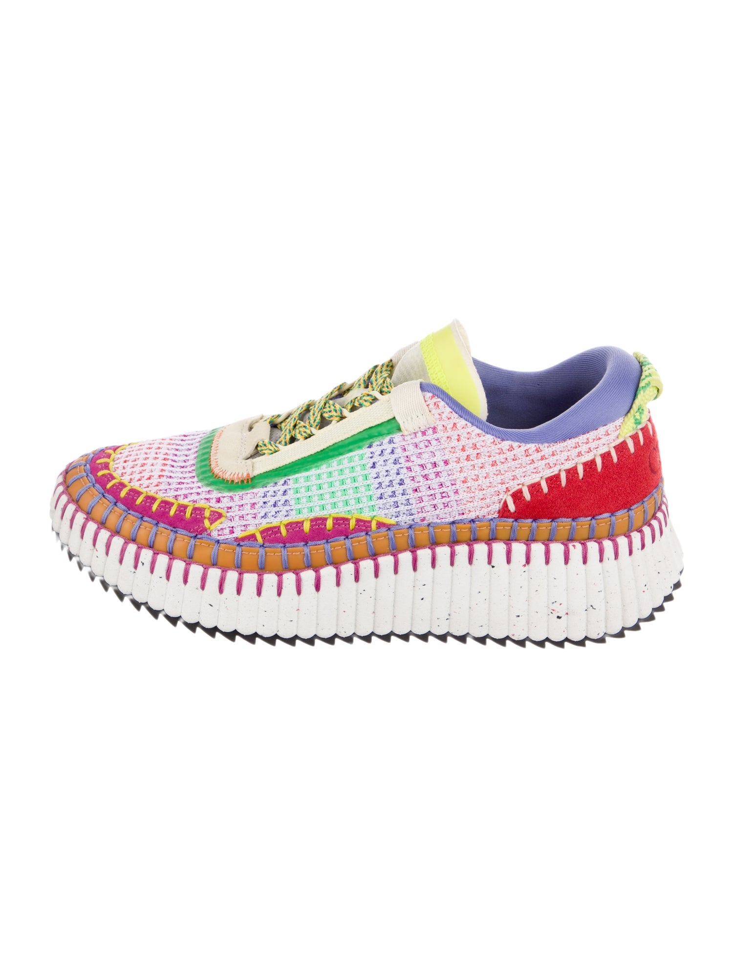 Chloé Colorblock Pattern Whipstitch Trim Sneakers