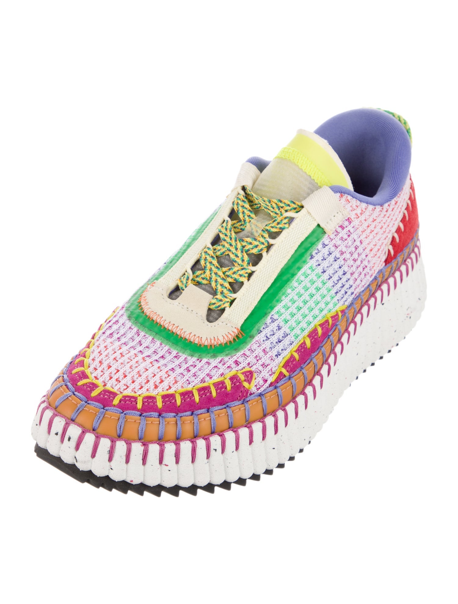 Chloé Colorblock Pattern Whipstitch Trim Sneakers