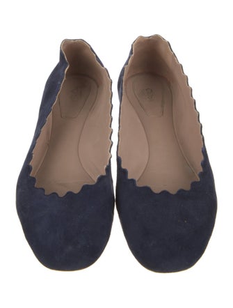 Chloé Suede Scalloped Accent Ballet Flats