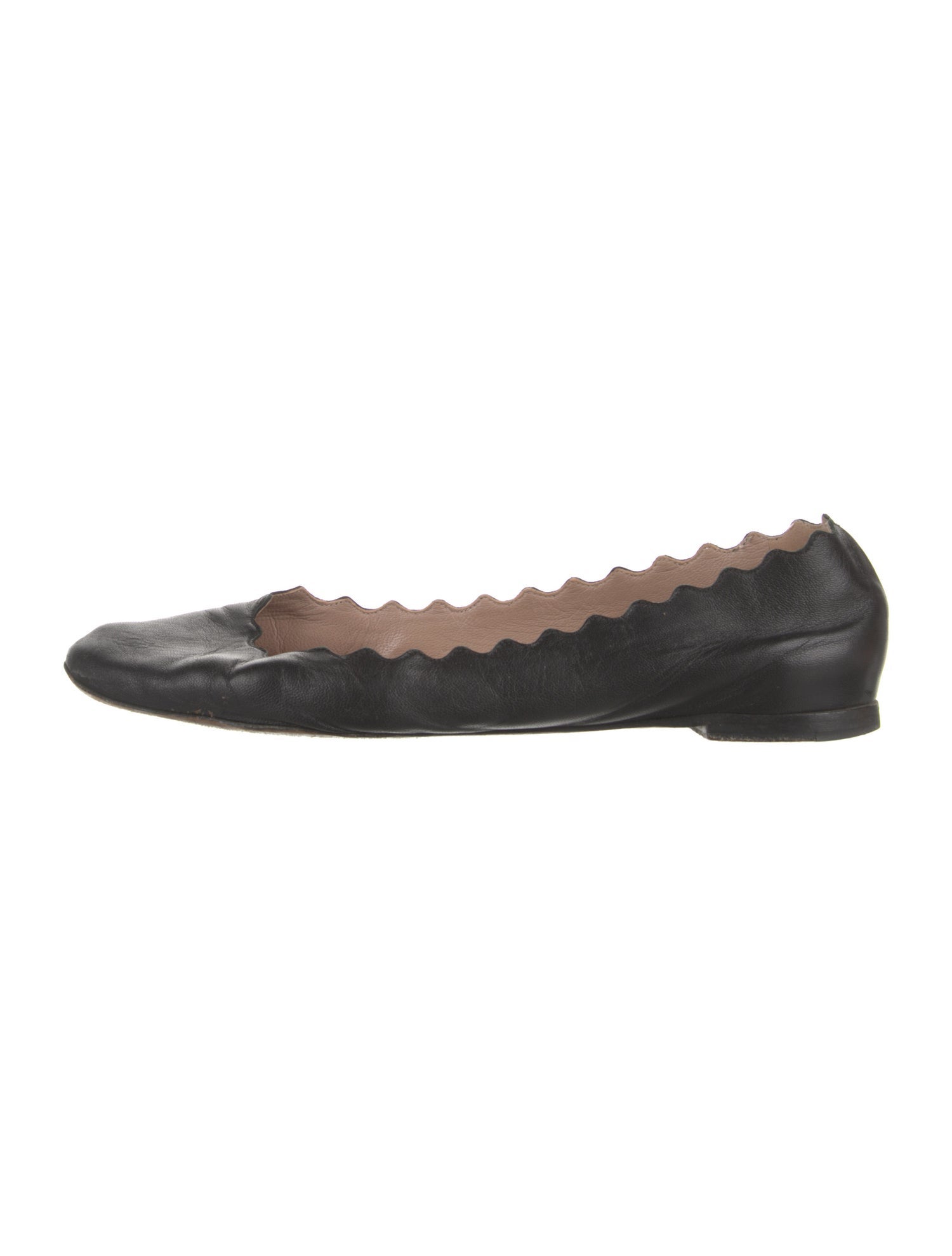 Chloé Leather Scalloped Accent Flats