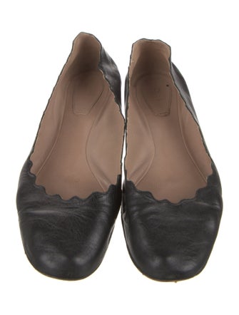 Chloé Leather Scalloped Accent Flats
