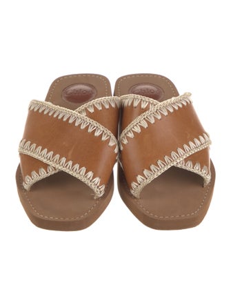 Chloé Leather Whipstitch Trim Slides