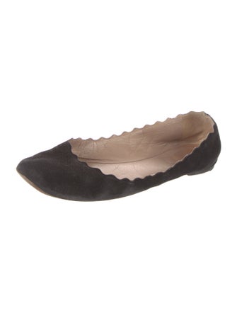 Chloé Suede Scalloped Accent Ballet Flats