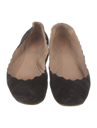 Chloé Suede Scalloped Accent Ballet Flats