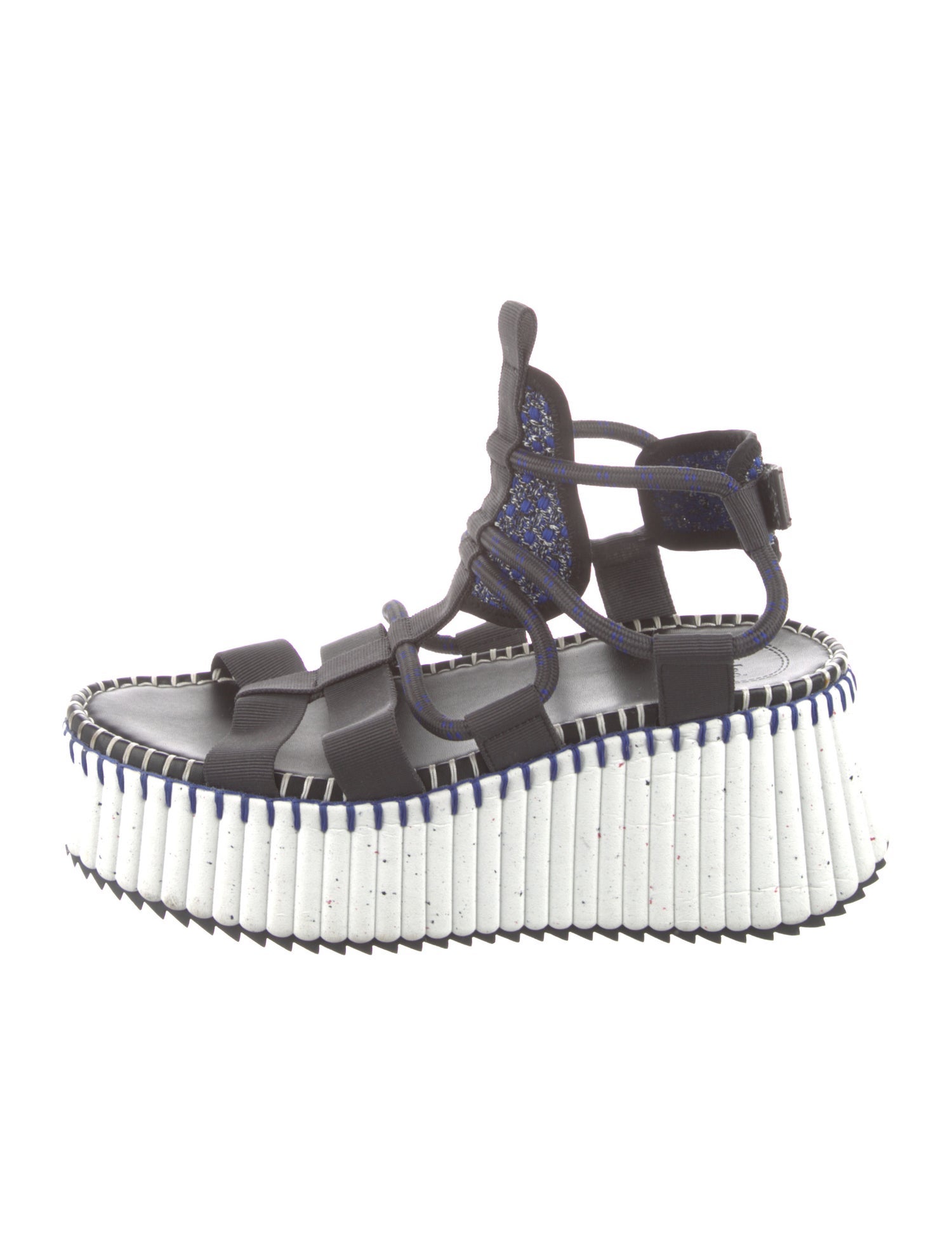 Chloé Canvas Colorblock Pattern Gladiator Sandals