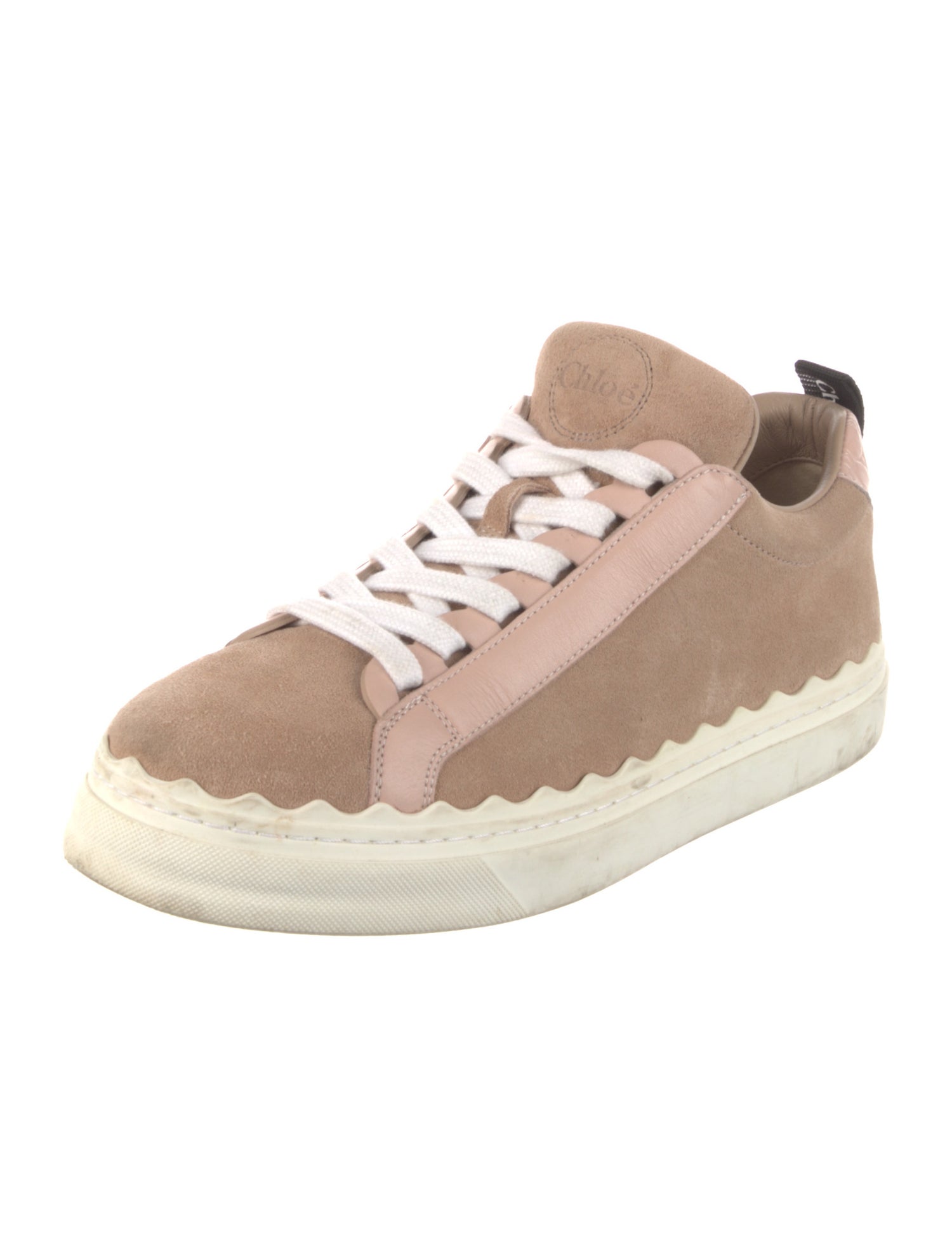 Chloé Suede Scalloped Accent Sneakers